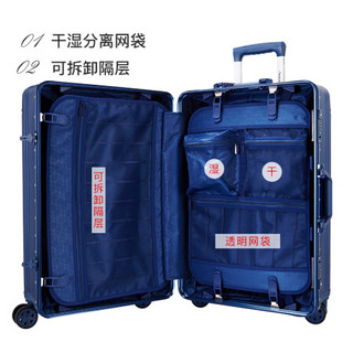 外交官（Diplomat）行李箱带护角铝框箱拉杆箱双TSA密码锁万向轮登机箱旅行箱TC-9182蓝色19英寸