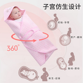 南极人(Nanjiren)婴儿抱被睡袋春秋冬季新生儿包被子薄棉包被宝宝用品防惊跳襁褓小孩包巾抱毯粉色（带腰带）