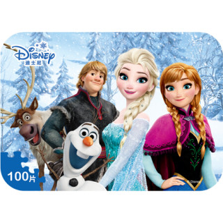 Disney 迪士尼 冰雪奇缘100片铁盒木质拼图玩具 公主儿童拼图女孩礼物(古部拼图)11DF3604