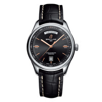 BREITLING 百年灵 璞雅系列 A45340241B1P2 男士机械手表 40mm 黑盘 黑色鳄鱼皮表带 圆形
