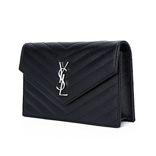 SAINT LAURENT 圣罗兰 MONOGRAM 女士颗粒纹理提花真皮信封链条钱包 393953BOW02