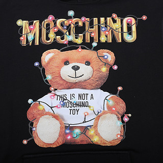 正品moschino/莫斯奇诺女士卫衣彩灯小熊纯棉休闲连帽女装KL