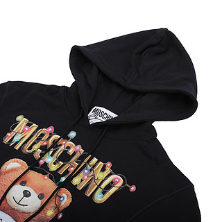 正品moschino/莫斯奇诺女士卫衣彩灯小熊纯棉休闲连帽女装KL