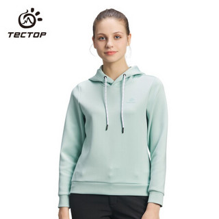 探拓 （TECTOP）卫衣 男女秋冬新品连帽长袖T恤高弹透气套头衫 户外纯色运动上衣 D208096WY女款豆绿M