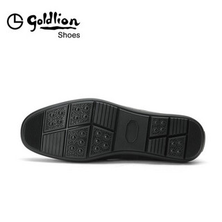 金利来（goldlion）男鞋都市轻质商务休闲鞋耐穿舒适豆豆鞋男皮鞋58003006601A-黑色-42码