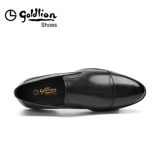 金利来（goldlion）男鞋都市英伦乐福鞋轻质透气商务正装鞋50402027894A-黑灰色-44码