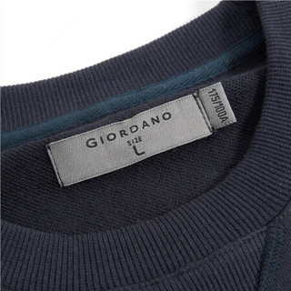 佐丹奴（Giordano） 卫衣 佐丹奴（Giordano）男装 T恤字母印花圆领套头卫衣01090782 08标志海军蓝 中码