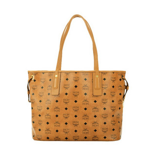 MCM 奢侈品 女士 Liz Visetos系列棕色中号印花logo双面购物袋单肩手提包 MWPAAVI02CO001