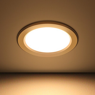 佛山照明（FSL）铝材三色LED筒灯射灯客厅吊灯天花灯过道嵌入式孔灯牛眼灯3.5W白玉银边升级款.
