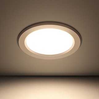 佛山照明（FSL）铝材三色LED筒灯射灯客厅吊灯天花灯过道嵌入式孔灯牛眼灯3.5W白玉银边升级款.
