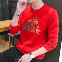 Adidas阿迪达斯套头衫卫衣男2020冬季新款红色圆领运动长袖GH5007