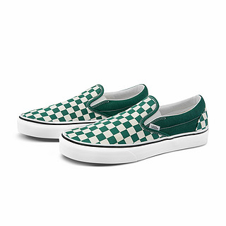 VANS 范斯 Classic Slip-on 中性运动帆布鞋 VN0A4U382NH 绿白棋盘格 35