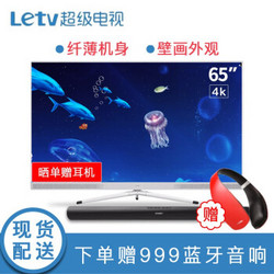 乐视电视（Letv）Zero65 65英寸超薄4K人工智能语音无线网络壁画电视 挂架版+蓝牙音响