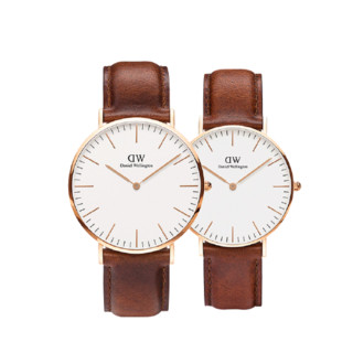 Daniel Wellington 丹尼尔惠灵顿 Classic系列 情侣石英手表 DW00100006 40mm男表/DW00100035 36mm女表