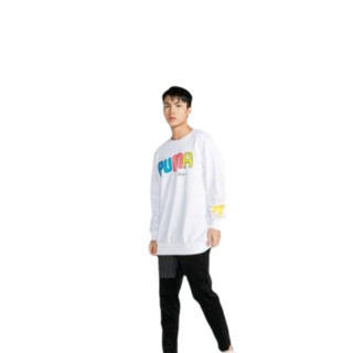 PUMA X BT 男款恒温透气潮搭LOGO印花长袖卫衣 L 白色