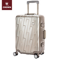 CROWN 皇冠铝框箱 万向轮行李箱男托运箱硬箱子旅行箱 5230-25英寸钛金色