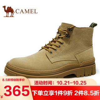 骆驼（CAMEL） 运动高帮鞋舒适户外时尚复古休闲靴男 A032542514 浅黄棕 38