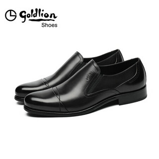 金利来（goldlion）男鞋都市英伦乐福鞋轻质透气商务正装鞋50402027894A-黑灰色-41码