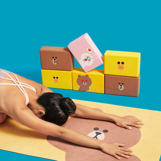 Keep LINE瑜伽砖初学专用拉伸EVA高密度泡沫瑜珈砖练功辅助 布朗熊（比心版）