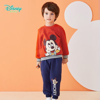 迪士尼(Disney)童装 男女童套装抓绒卫衣保暖休闲裤2件套2020年秋季新品儿童外出服 米奇橙红1131 5岁/身高120cm