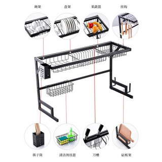 拜杰（Baijie）不锈钢水槽沥水架碗碟架厨房置物架台面砧板刀架碗筷收纳架 65CM单槽沥水架 FC-51