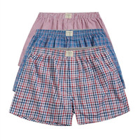 佐丹奴 男式内裤 佐丹奴男三件装四角裤男青少年棉质格子平角内裤01179139 红/红/红中码(170/80A)