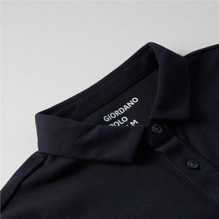 佐丹奴（Giordano） POLO衫 佐丹奴（Giordano）男装 Polo厚实纯色棉质长袖POLO01010779 66标志海军蓝 中码