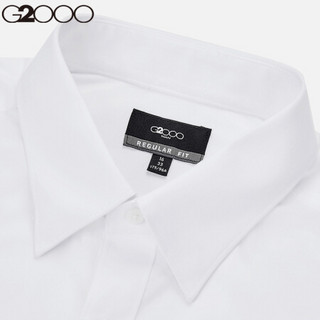G2000商务男装纯色方领长袖衬衫 休闲时尚男士职场衬衣标准款00040102 白色/00 10/185