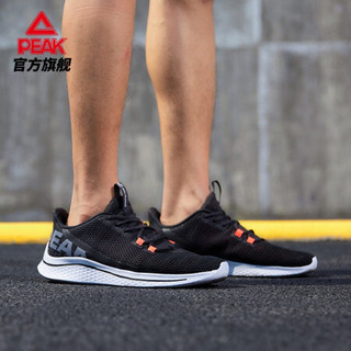 匹克（PEAK）跑步鞋男透气舒适轻便耐磨休闲运动跑步 DH020111 黑色/荧光亮红 42
