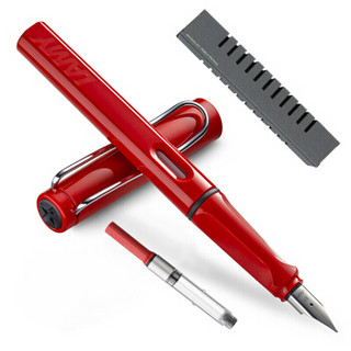 凌美LAMY钢笔Safari狩猎者男女商务办公礼品笔学生练字钢笔EF尖龙骨盒套装（磨砂黑+红色）
