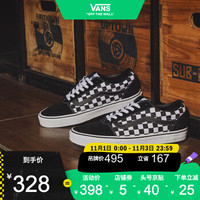 VANS 范斯 官方 黑白潮流棋盘格侧边条纹复古男鞋低帮潮板鞋运动鞋 黑色/白色 43