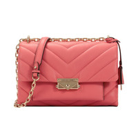 MICHAEL KORS 迈克·科尔斯 CECE系列 女士中号绗缝皮质单肩包 30T9G0EL8L665 葡萄柚红