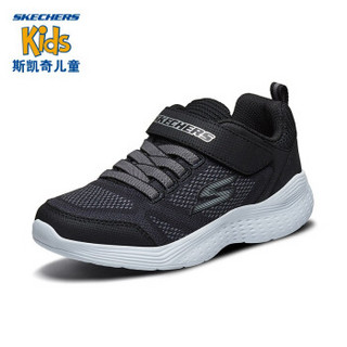 Skechers斯凯奇童鞋 秋冬新款魔术贴儿童运动鞋 轻便透气网面男童休闲鞋97546L 黑色/炭灰色/BKCC 27.5码/鞋内长17cm