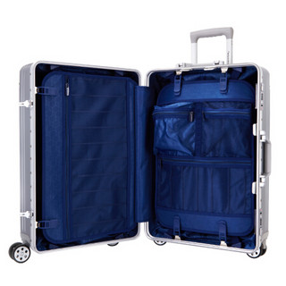 外交官（Diplomat）行李箱带护角铝框箱拉杆箱双TSA密码锁万向轮旅行箱TC-9184银色27英寸