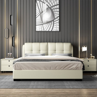 A家家具 意式轻奢极简卧室软靠主卧双人床排骨架静音大床 DA0161 1.8米单床+床垫