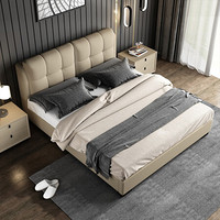 A家家具 意式轻奢极简卧室软靠主卧双人床排骨架静音大床 DA0161 1.8米单床+床垫