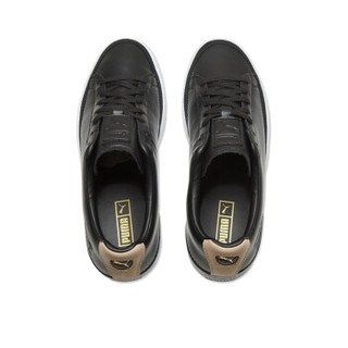 PUMA彪马官方 男女同款情侣休闲鞋BASKET TRIM BLOCK 369991 黑色-金色-白 02 36