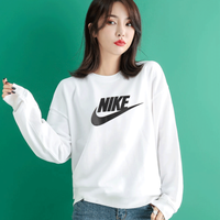 NIKE耐克女装男装 2020秋季新款情侣款卫衣透气时尚LOGO休闲上衣圆领针织长袖T恤套头衫BV6172 BV6172-100/白色/女款/店长推荐 S
