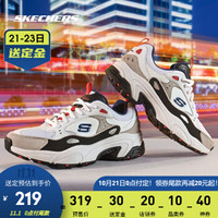 Skechers斯凯奇官方秋季新品威神V同款情侣男子厚底老爹鞋运动鞋999307 白色/灰色/红色/WGRD(男款) 41