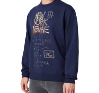 COACH 蔻驰 x Basquiat男士涂鸦圆领套头长袖卫衣 蓝色L