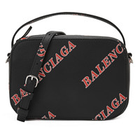 BALENCIAGA 巴黎世家 EVERYDAY系列女士皮革拉链印花手提相机包608653 黑色小包