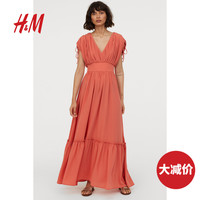 HM 女装裙子女夏 v领长裙休闲时尚气质潮流连衣裙 0782097