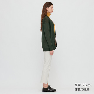 UNIQLO 优衣库 女士纯色长袖针织开衫430590 深绿色XS