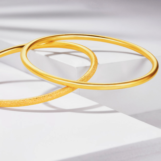 商品cbai 菜百首饰 9aab0771 女士足金光面素圈手镯 12.04g 58mm