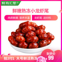特级熟冻小龙虾尾500g 大号鲜活速冻小龙虾肉 刨冰40% 送秘制炒料 每袋约50-60尾 纯虾尾 *3件