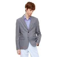 UR男装商务风纯色翻领西装MF32S1CS2000 XL 浅灰