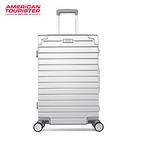 AMERICAN TOURISTER 美旅 旅行箱复古直角铝框可登机箱飞机万向轮行李箱TI1 哑光深蓝 20英寸