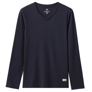 商品佐丹奴加厚t恤男秋装全棉打底衫厚实纯色v领t恤衫男长袖01020802