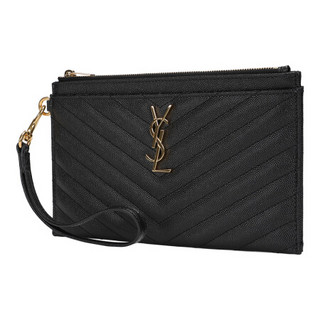 圣罗兰 SAINT LAURENT PARIS 女士黑色牛皮粒纹手拿包 584719 BOW01 1000