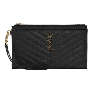 圣罗兰 SAINT LAURENT PARIS 女士黑色牛皮粒纹手拿包 584719 BOW01 1000